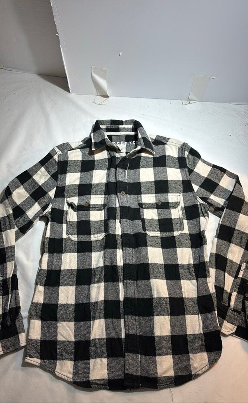 Mossimo Supply Co Black and White Buffalo Plaid Flannel Shirt